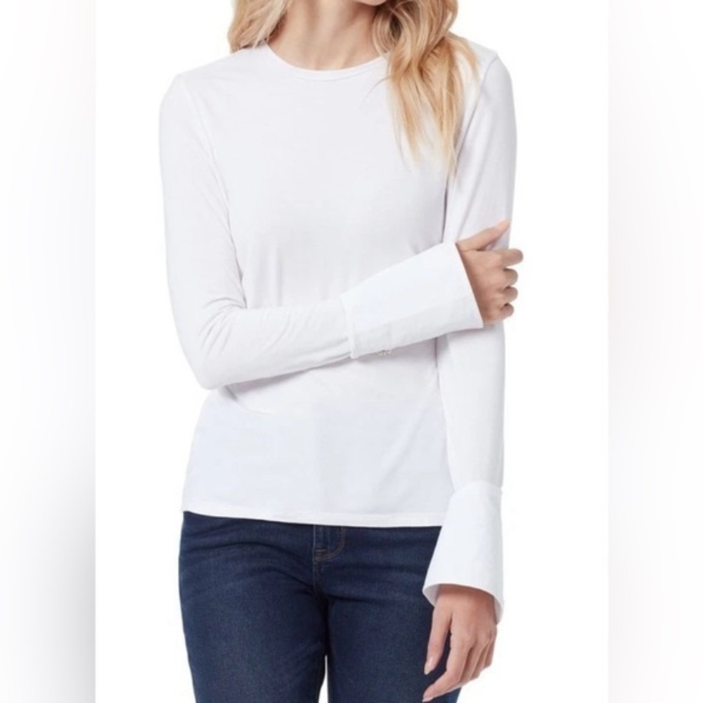 NWT Sam Edelman Women's White Layla Solid Long Sleeve Poplin Cuff Top - XS